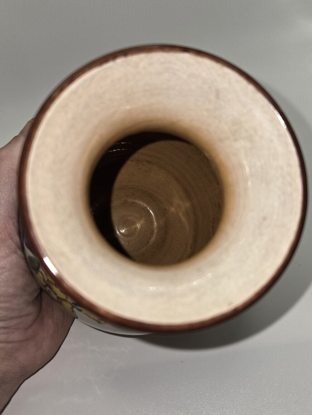 Vintage Handpainted Floral Ceramic Vase With Crackled Glaze - Picture 7 of 8